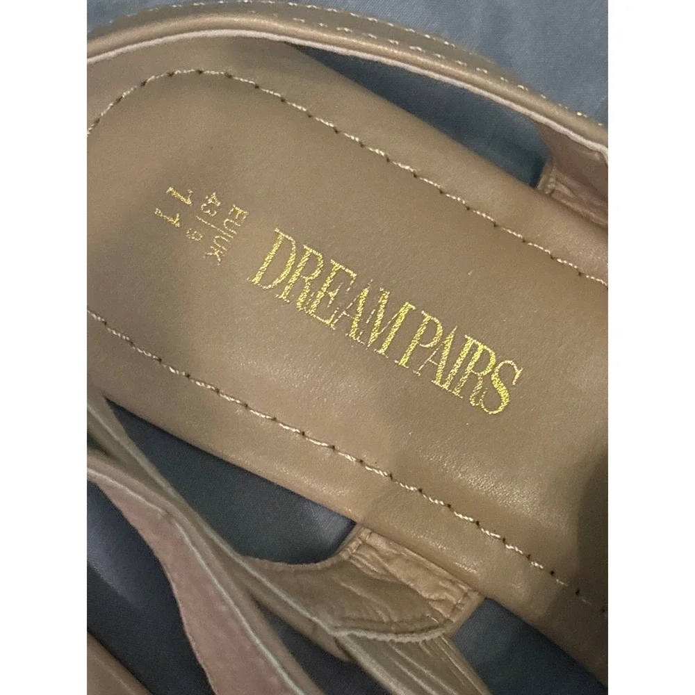 NEW Dream Pairs Beige Glitter‎ Elastic Strappy String Thong Gladiator Sandals 11